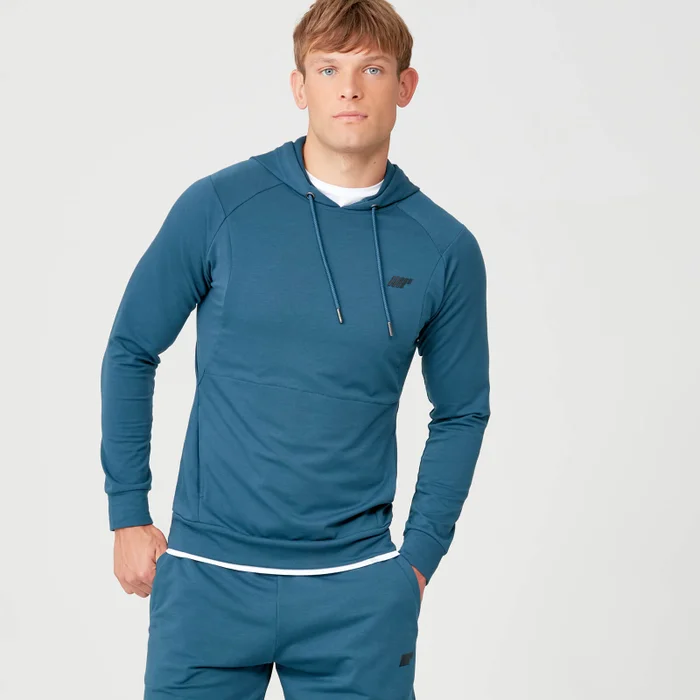 Form kapucnis pulóver - Olajkék