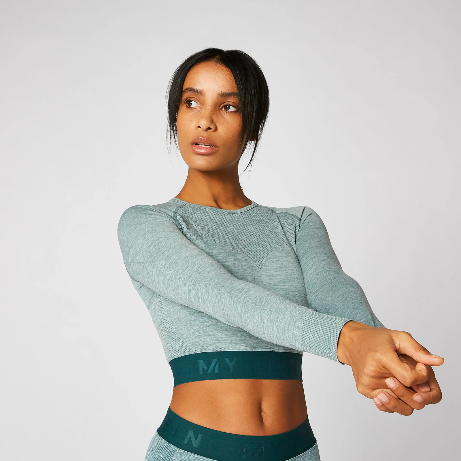 Inspire Seamless Crop Top - Kékeszöld - M kép 1