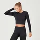 MP Shape varrat nélküli, ultra hosszú ujjú női Crop Top felső - Fekete