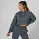 Acid Wash Cropped Hoodie Kapucnis Pulóver - Karbon Szürke
