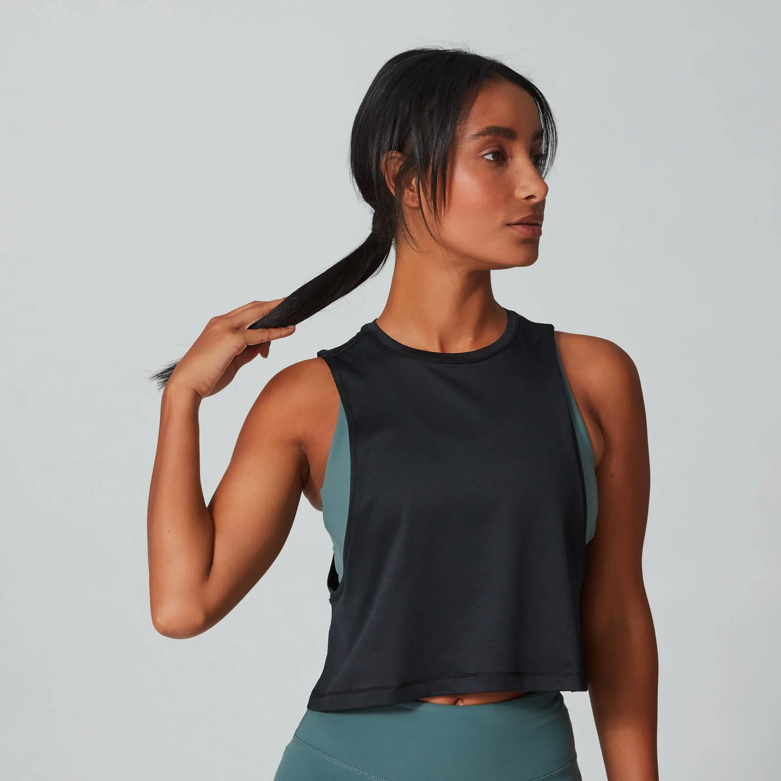 Train Drop Armhole Crop Top Felső - Fekete - XS kép 1