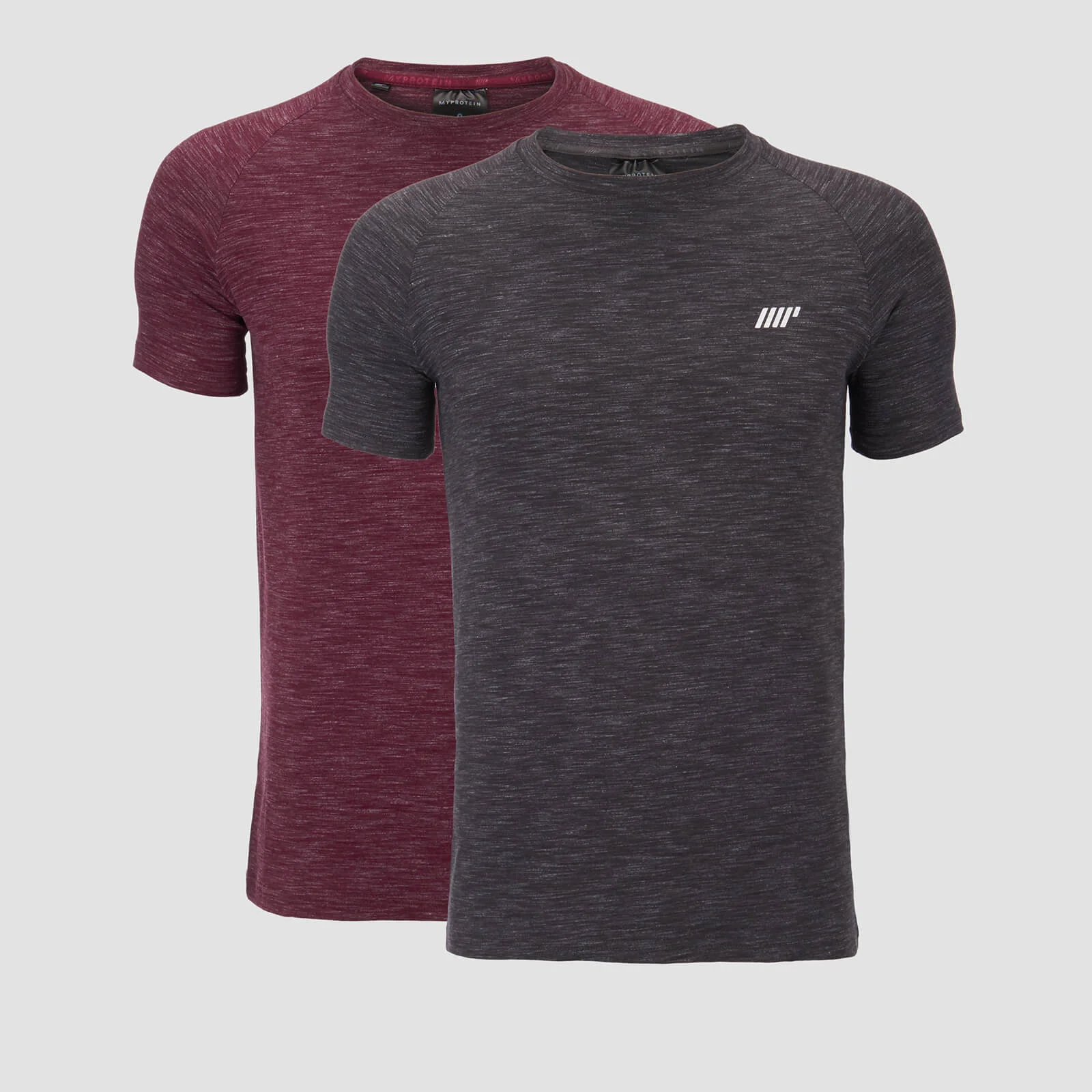 Myprotein Performance 2 Pack T-Shirts - Burgundy Marl/Charcoal Marl - XS kép 1