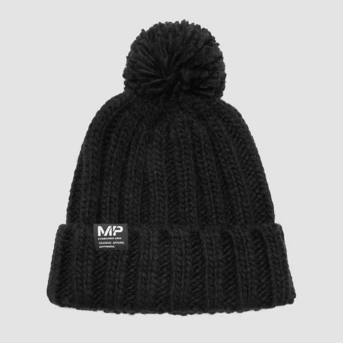 Bobble Kötött Bojtos Sapka - Fekete