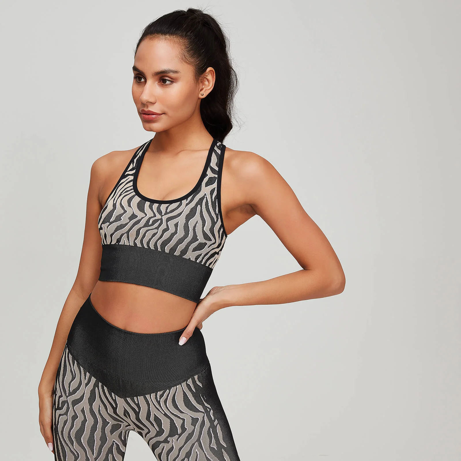 MP Animal Zebra Seamless Női Sportmelltartó - Fekete/Praliné - XS kép 1