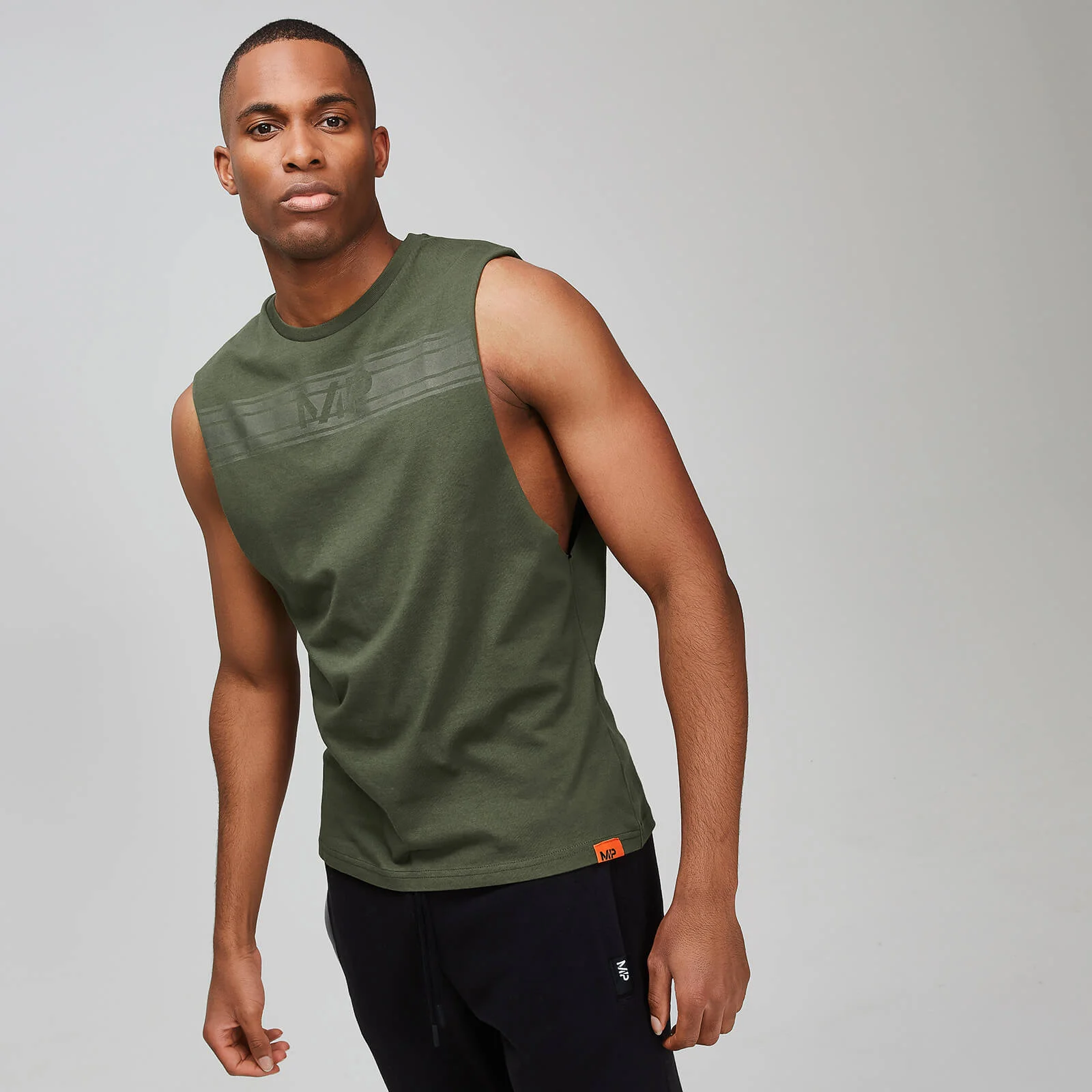 MP Men's Rest Day Drop Armhole Tank Top - Army Green - XS kép 1