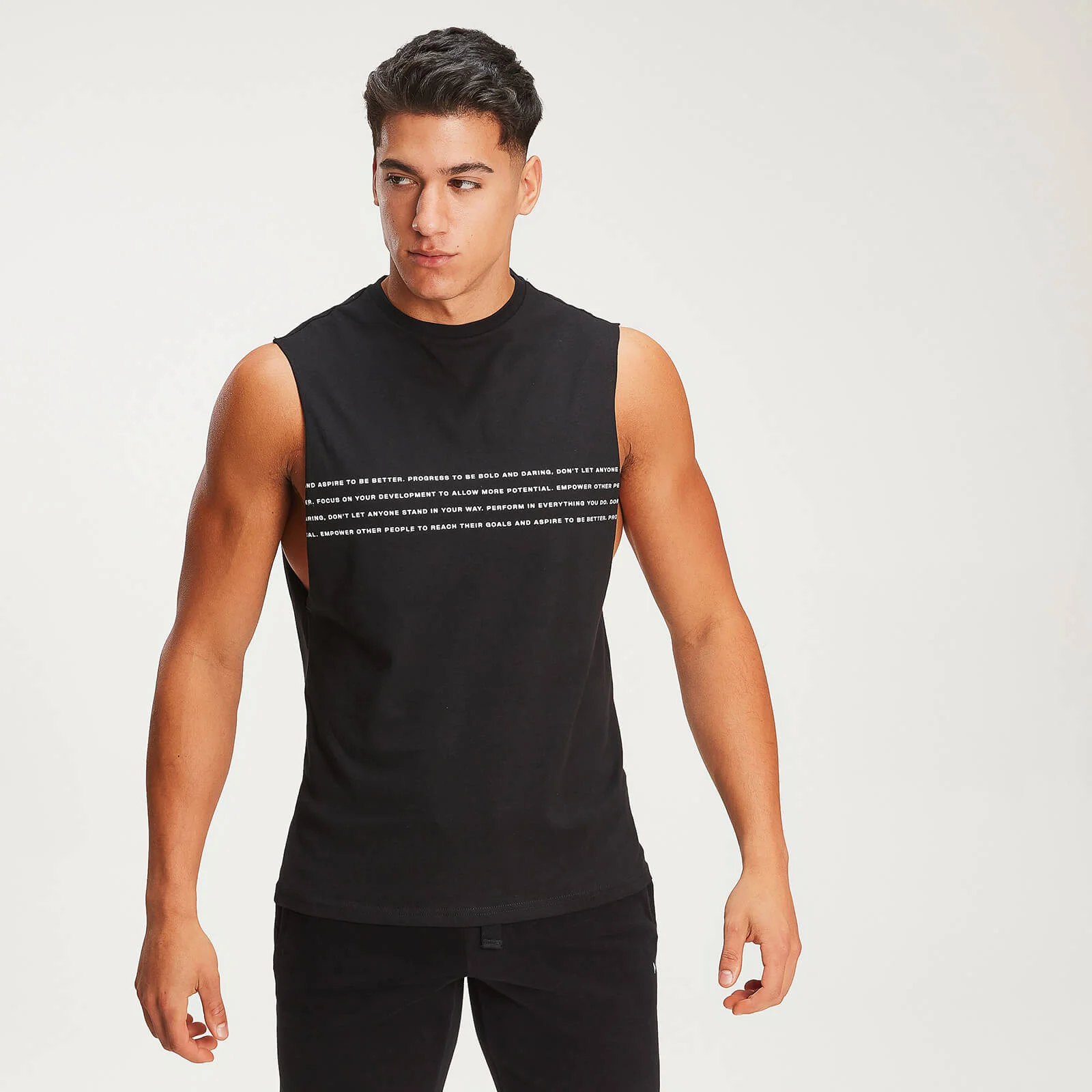 Rest Day Slogan Drop Armhole Tank Top - Fekete - XS kép 1