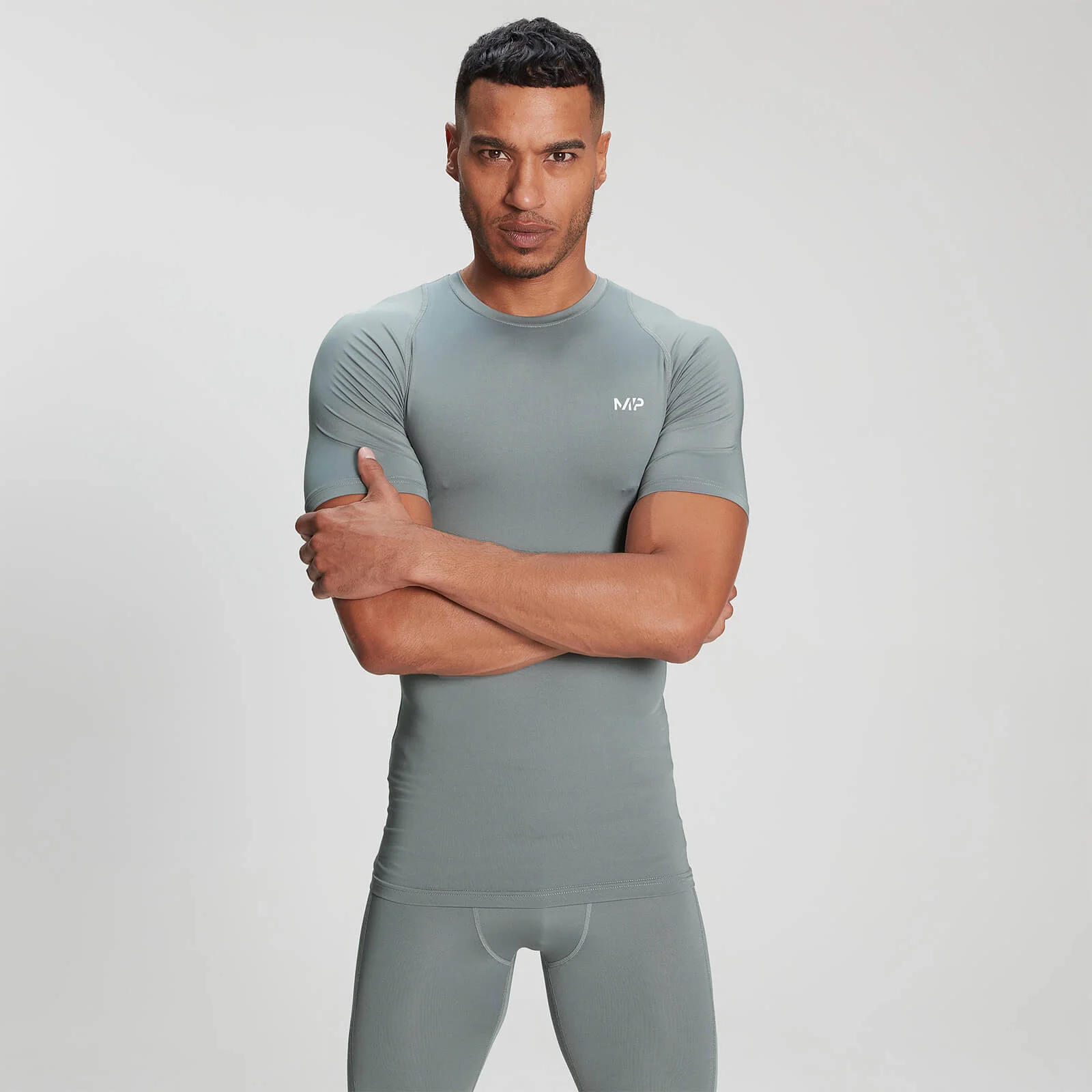 MP Base Layer rövid ujjú férfi póló - Szürke - XXS kép 1