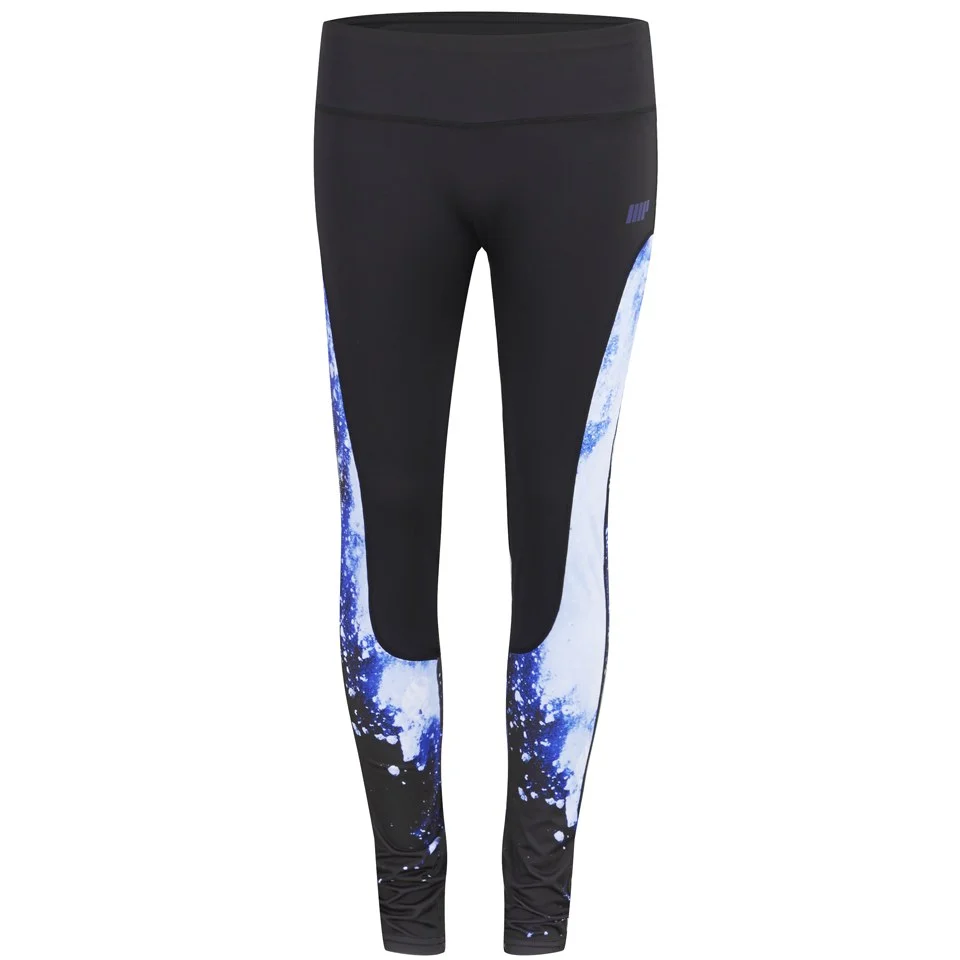 Myprotein Női Magas derekú fekete alapon, mintás Leggings - Kék kép 1