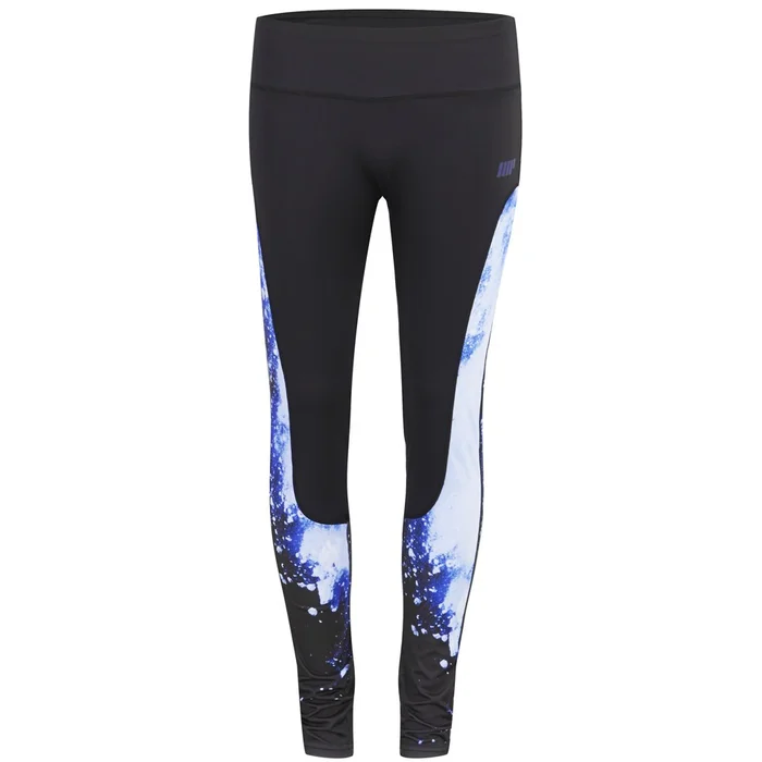Myprotein Női Magas derekú fekete alapon, mintás Leggings - Kék