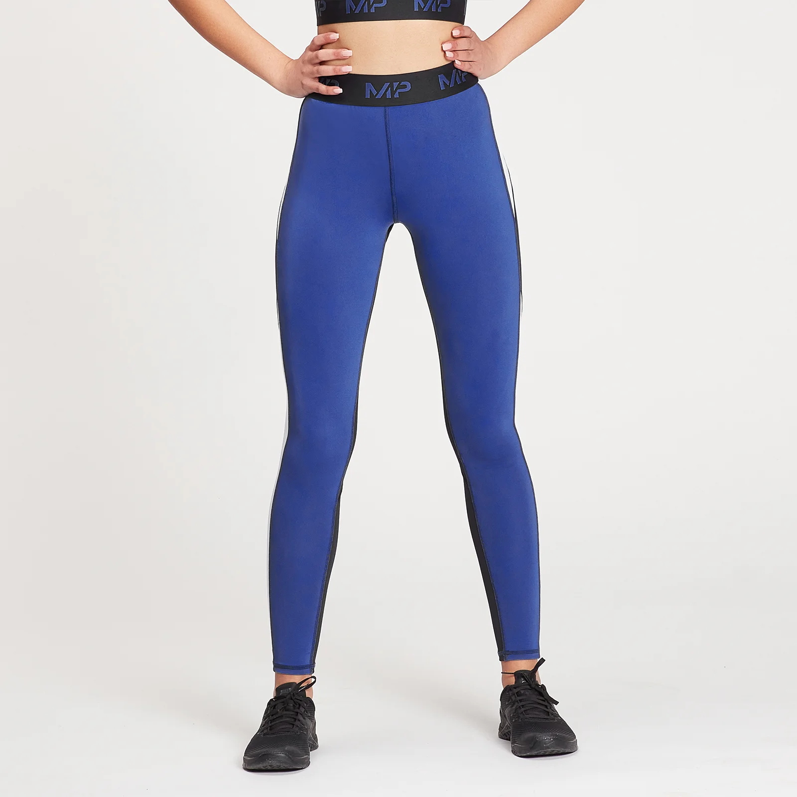MP Women's Engage Colour Block Leggings - Black / White / Cobalt - XXS kép 1
