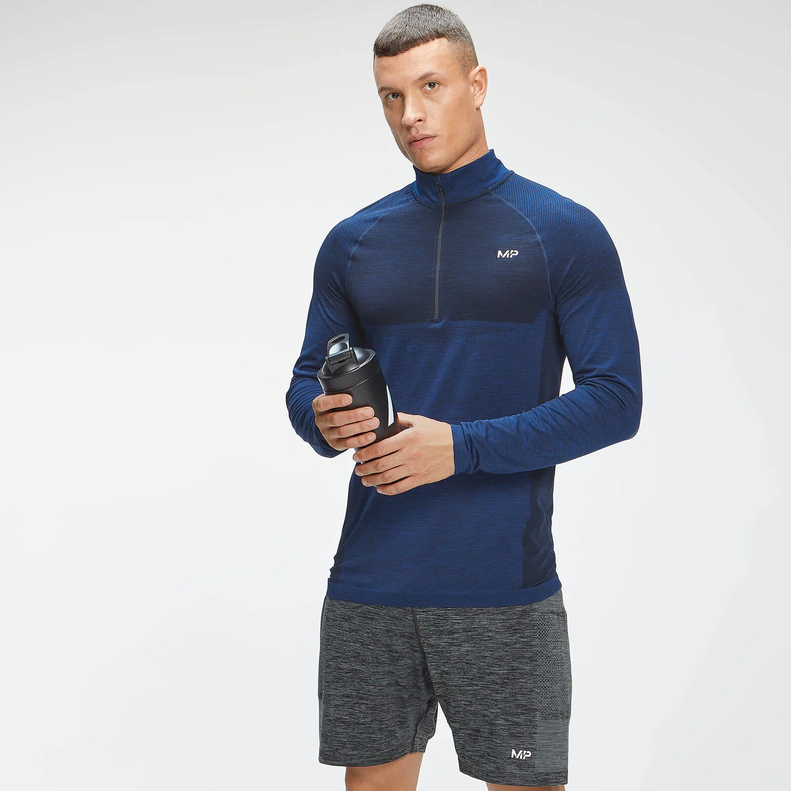MP Férfi Essential Seamless 1/4 Zip Top - Intense Blue Marl - XS kép 1