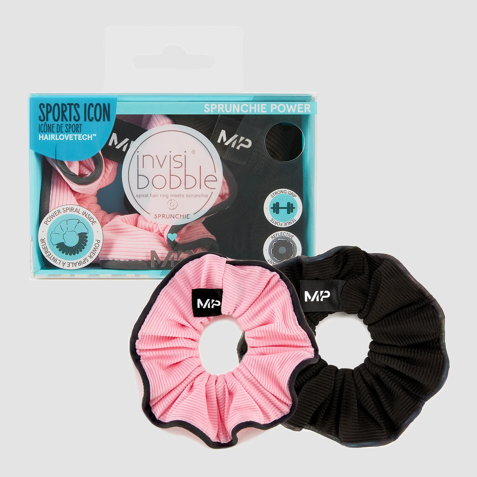 MP X Invisibobble® Fényvisszaverő Power Sprunchie Fodros Hajgumi - Fekete/Pink - 2 darab kép 1