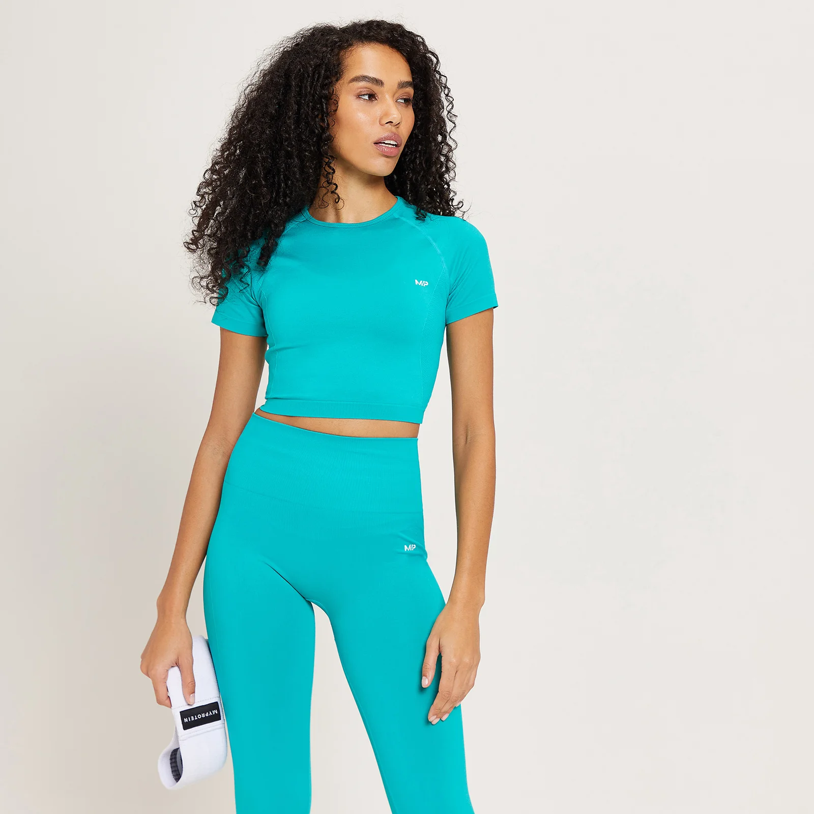 MP Shape Seamless Női Crop Top Felső - Lagunakék - XXS kép 1