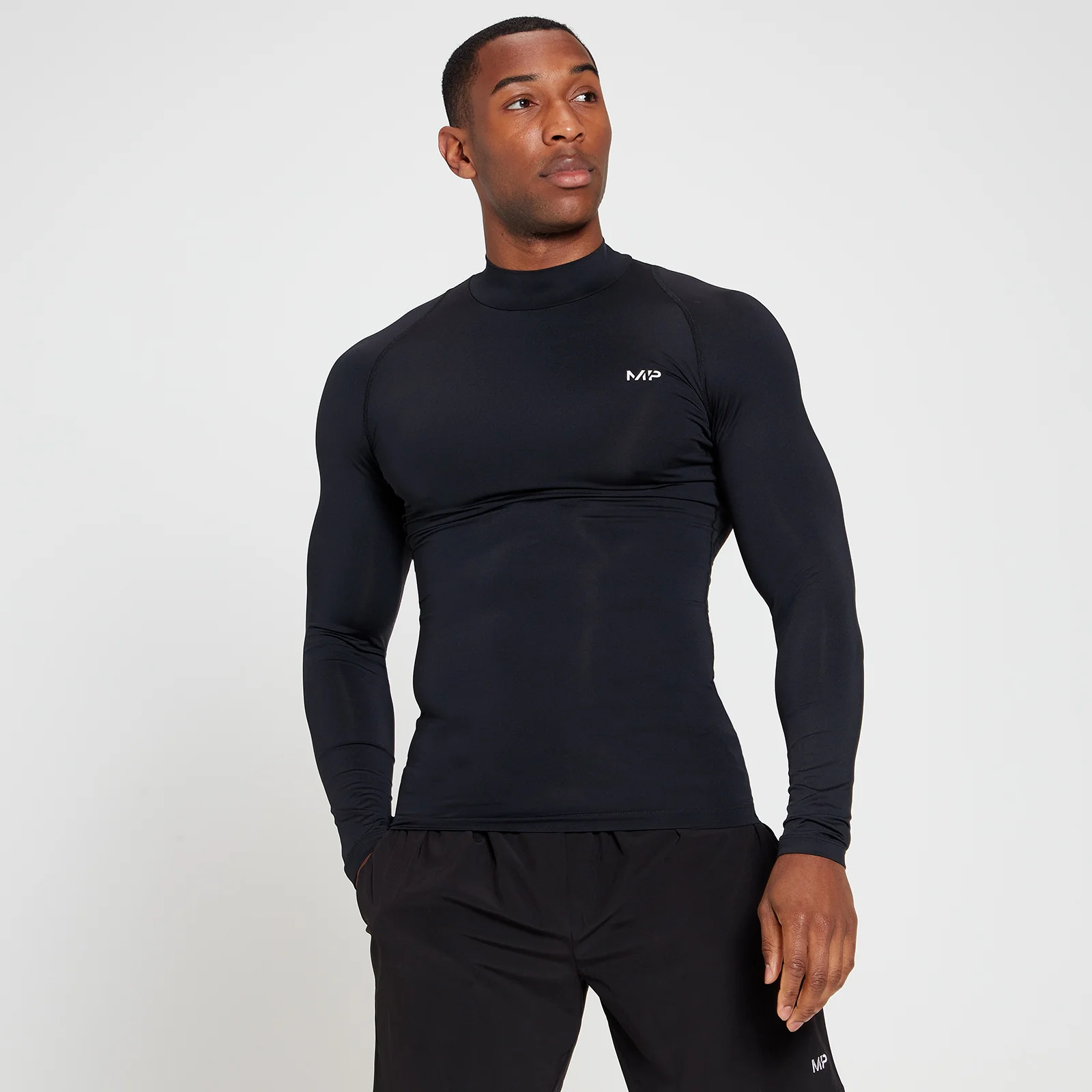 MP Base Layer magas nyakú, hosszú ujjú férfi felső - Fekete - XXS kép 1
