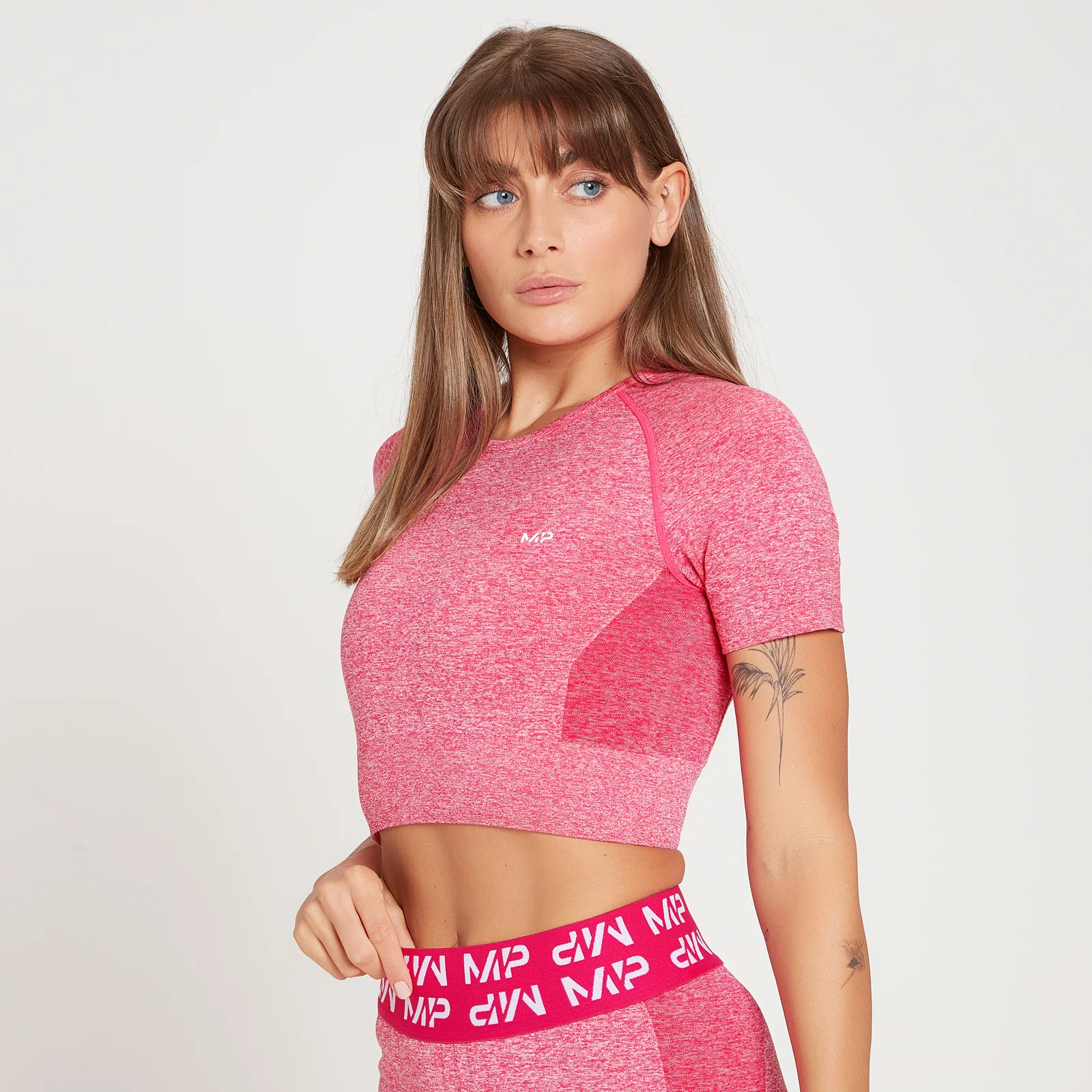 MP Női Curve Rövid Ujjú Crop Top Felső - Magenta - XXS kép 1