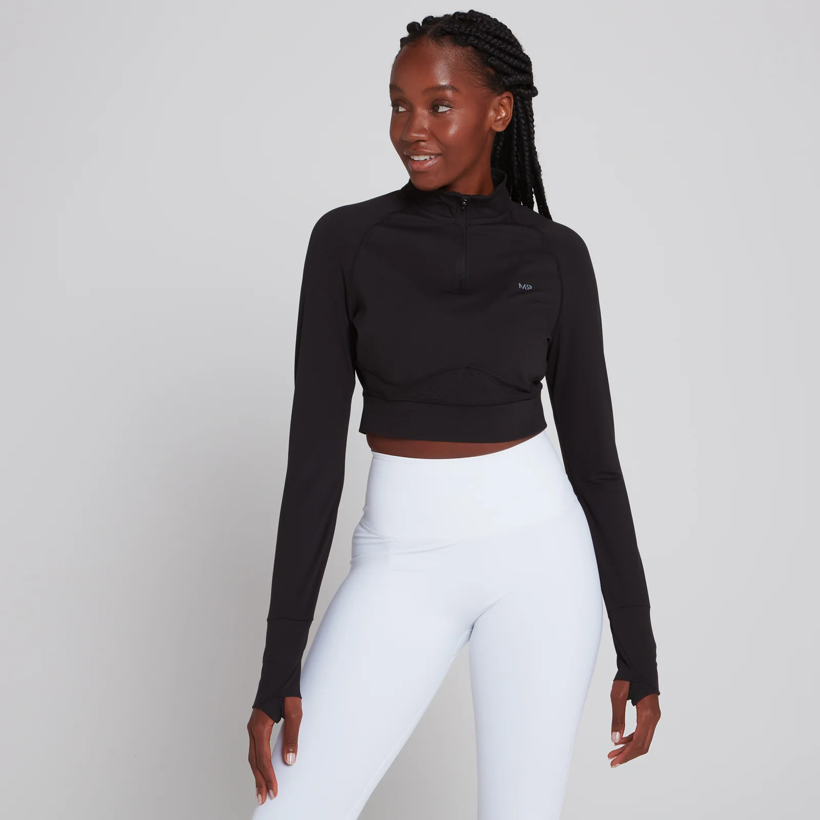 MP Női Power Ultra Cropped 1/4 Zip Top - Fekete - XXS kép 1