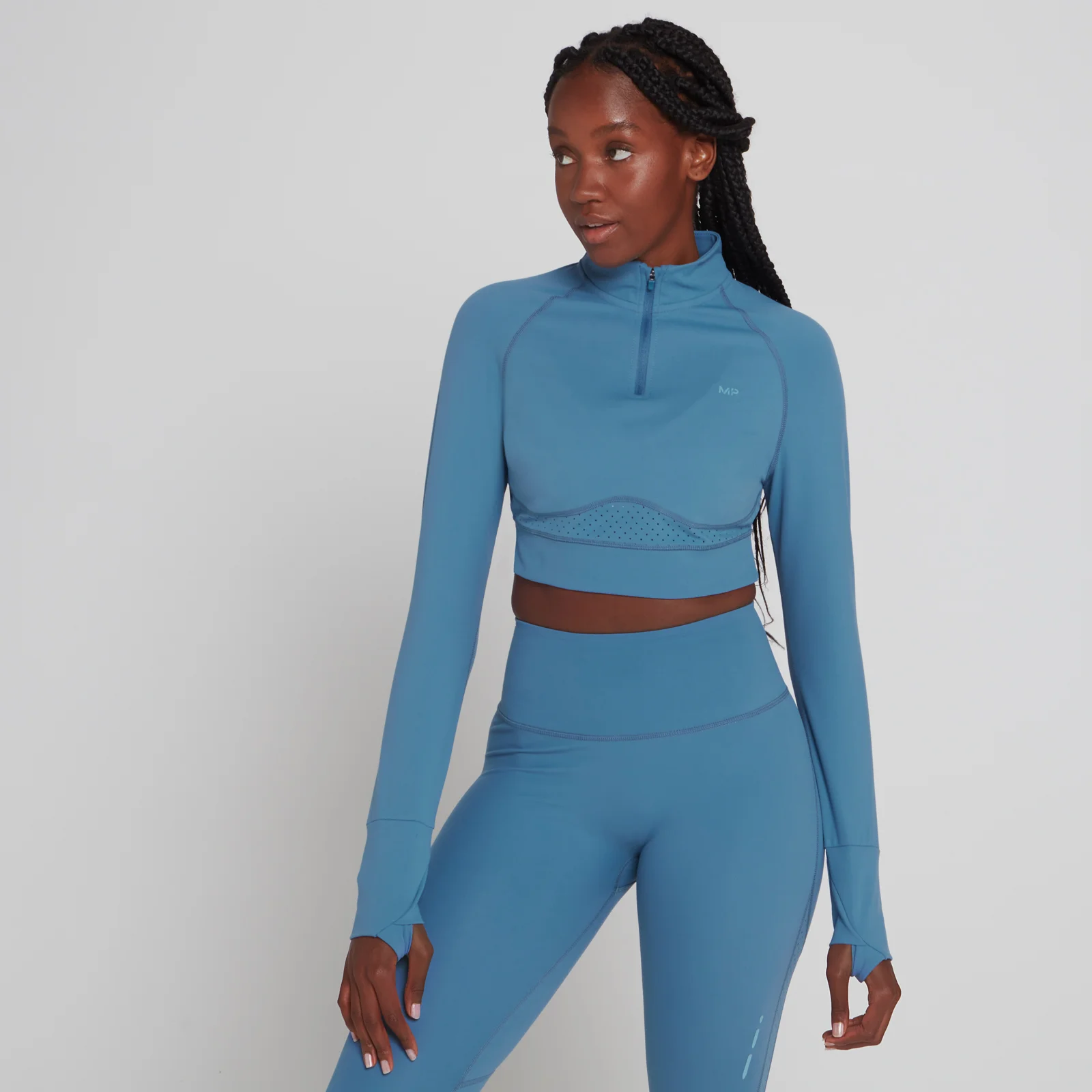 MP Női Power Ultra Cropped 1/4 Zip Top - Holdfénykék - XXS kép 1