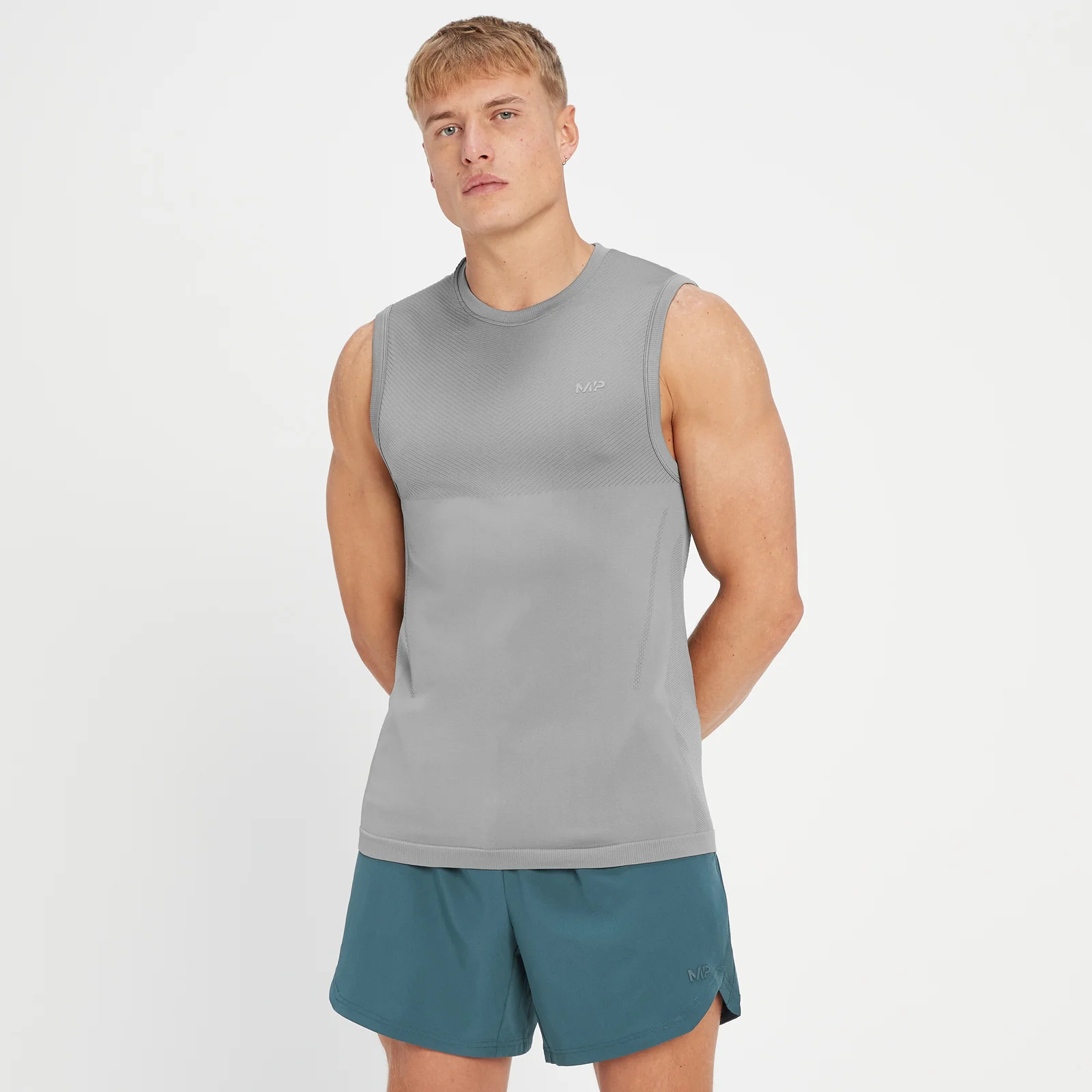 MP Férfi Tempo Seamless Tank Trikó - Viharszürke - XXS kép 1