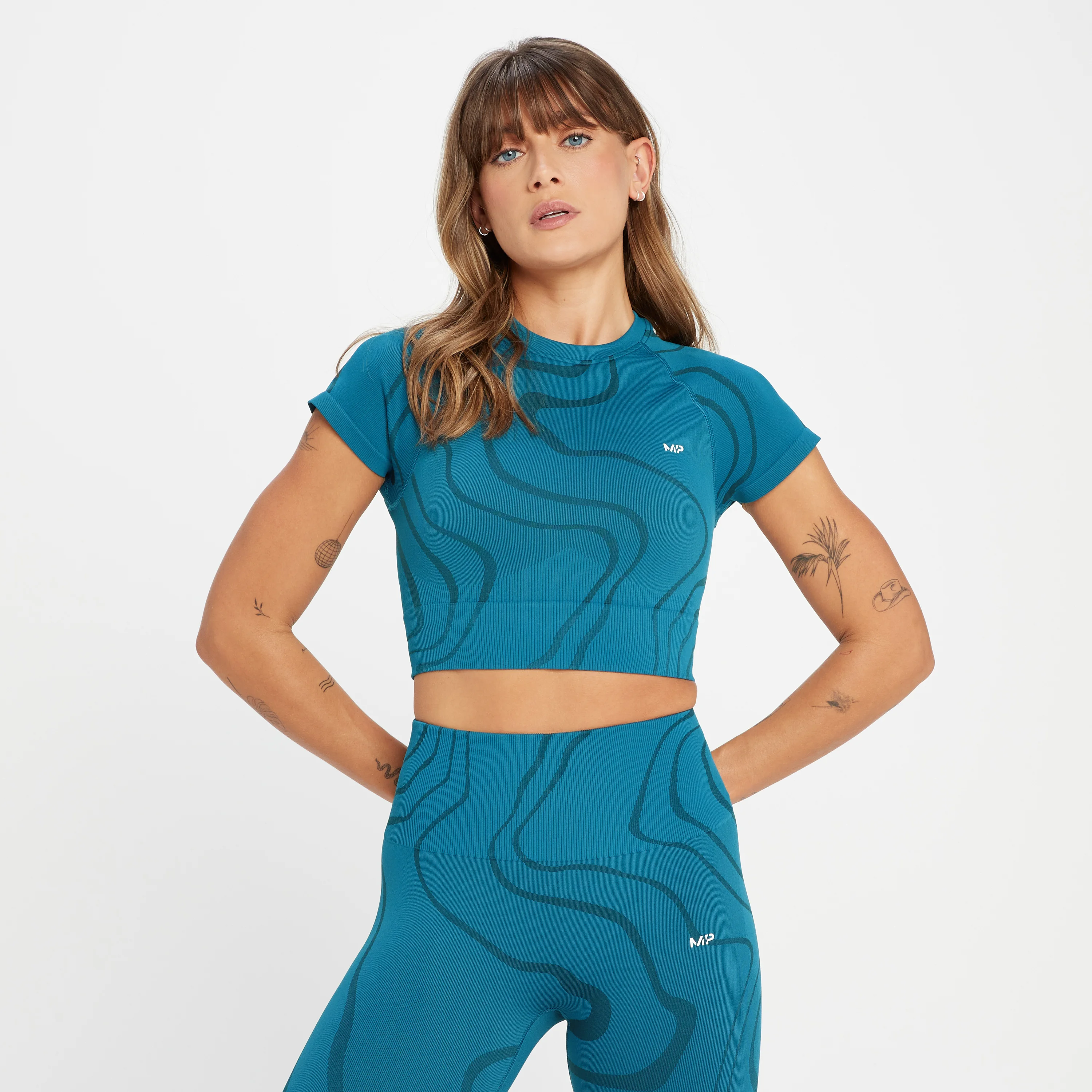 MP Női Tempo Wave Seamless Crop Top - Türkíz - XXS kép 1