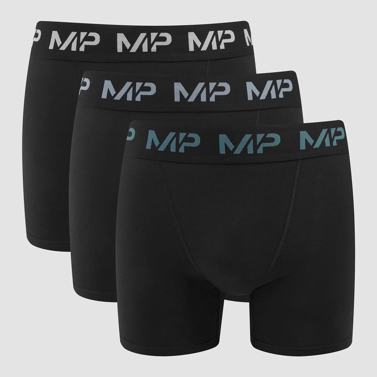 MP Férfi Coloured Logo Boxeralsó (3 darab) Fekete/füstkék/kavicskék/szürke - XXS kép 1