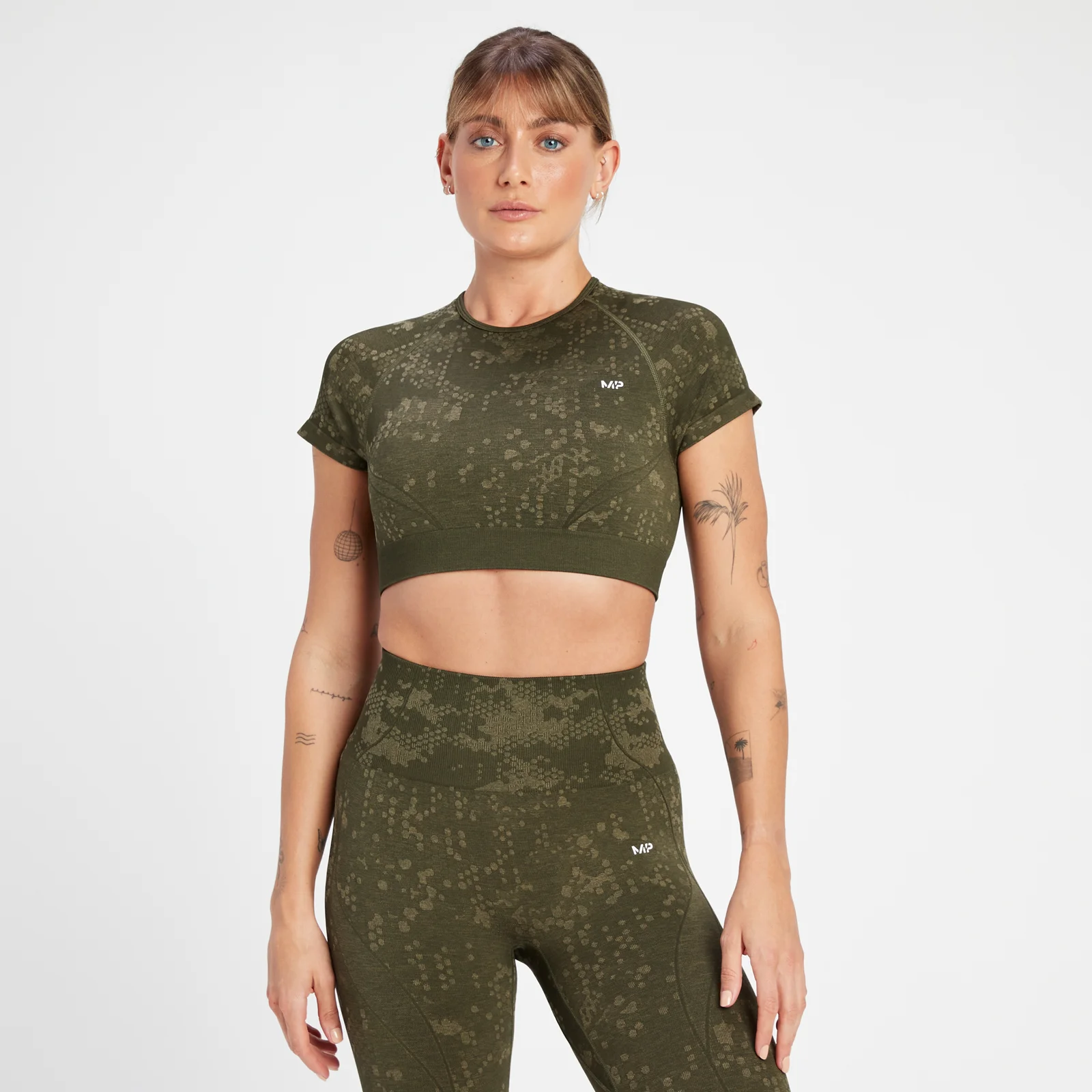 MP Női Adapt Seamless Pattern Crop Top - Oliva zöld - XS kép 1