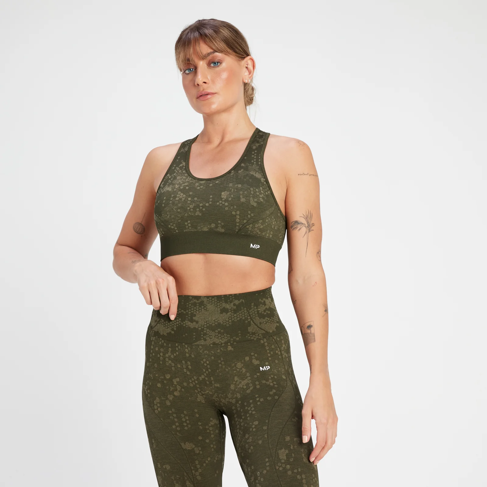 MP Női Adapt Seamless Pattern Sportmelltartó - Olivazöld - XS kép 1
