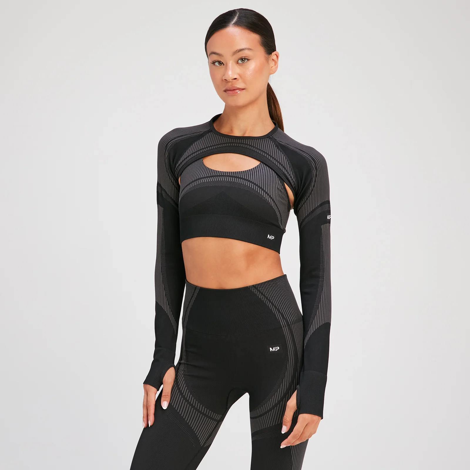 MP Női Tempo Ultra Seamless Hosszú Ujjú Crop Top - Fekete - XS kép 1