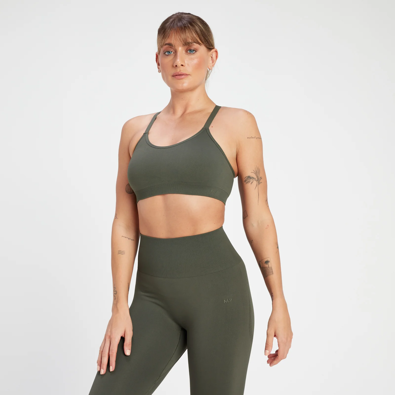 MP Női Rest Day Seamless Cross Back sportmelltartó - Szürkészöld - XS kép 1