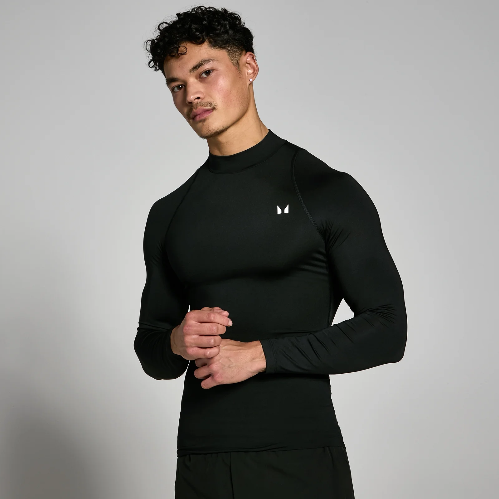 MP Férfi Training High Neck Hosszú Ujjú Aláöltözet - Fekete - XS kép 1