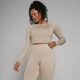 MP Női Shape Seamless Hosszú Ujjú Crop Top - Homok
