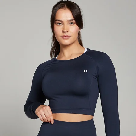 MP Női Shape Seamless Hosszú Ujjú Crop Top - Tengerészkék