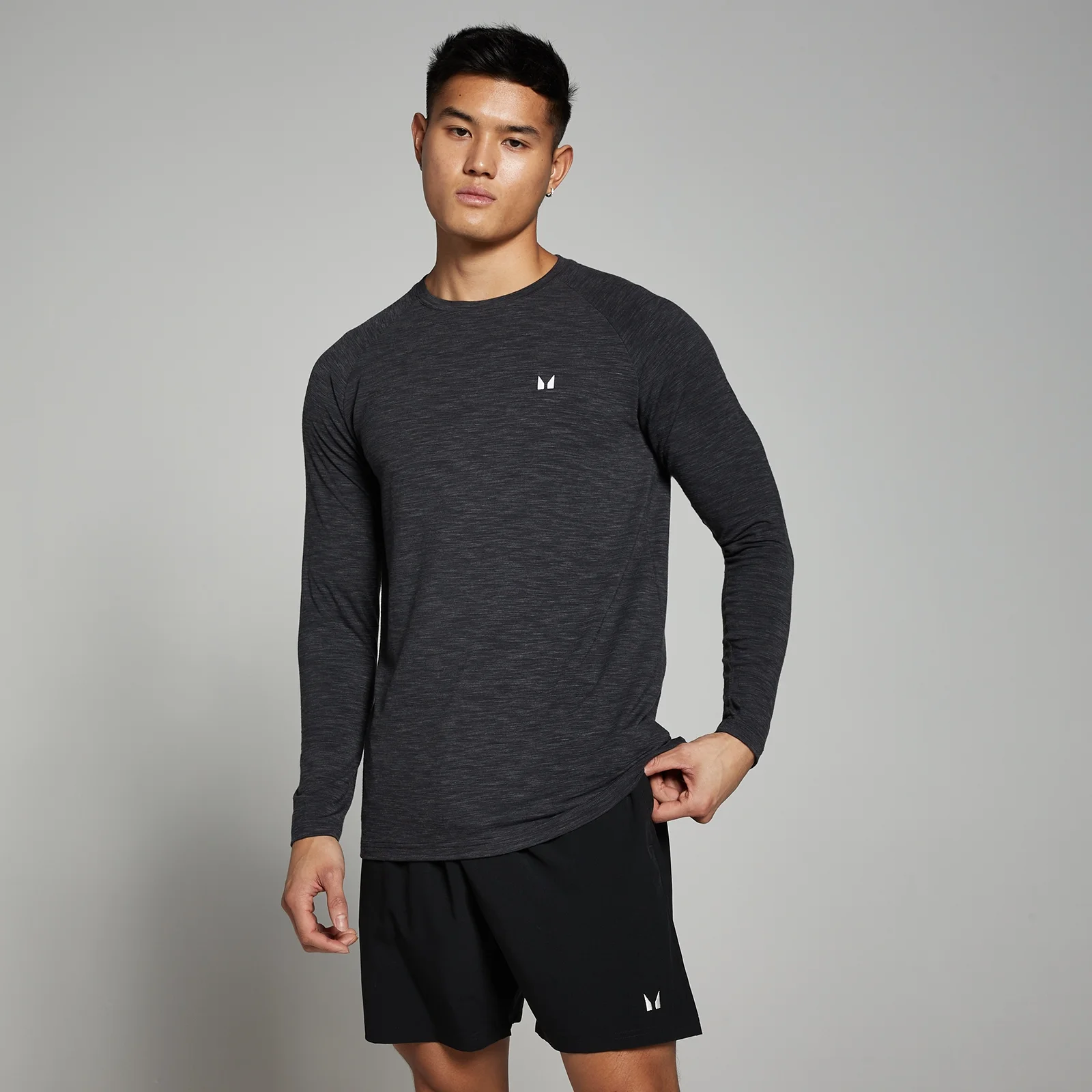MP Men's Performance Long Sleeve Top - Black Marl - S kép 1