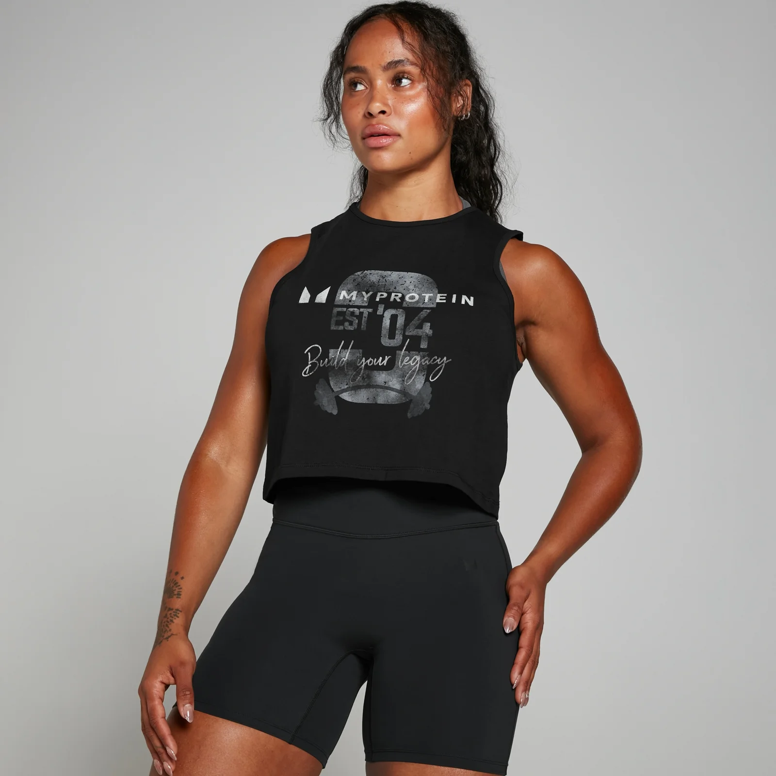 MP Női Origin Graphic Crop Atléta Mosott fekete - XS kép 1