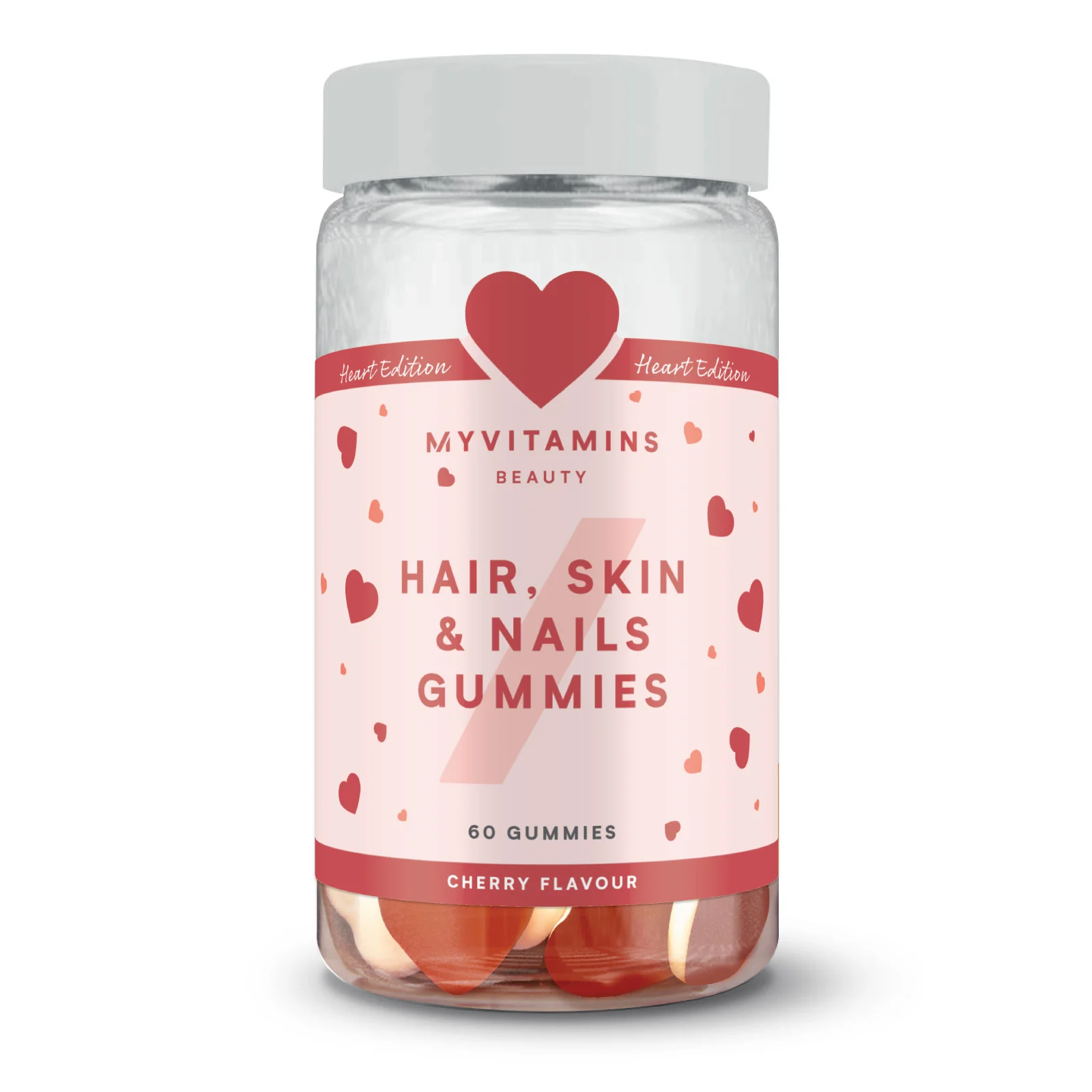 Hair, Skin & Nails gumivitamin – Két rétegű szívecske kiadás - 60gummies - Cseresznye kép 1