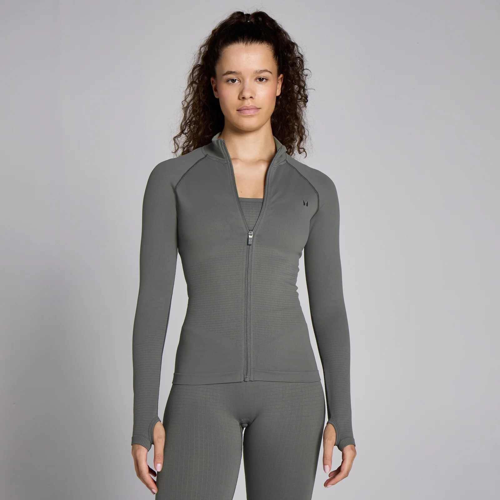MP Női Lifestyle Waffle Seamless Full Zip Dzseki – Sötétszürke - XS kép 1