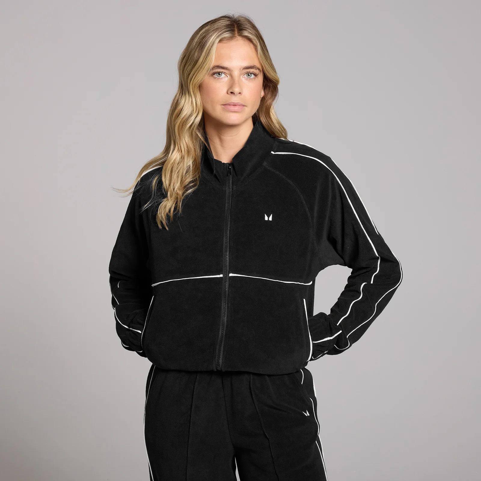 MP Női Lifestyle Towelling Tracksuit Edzőfelső – Fekete - XL kép 1