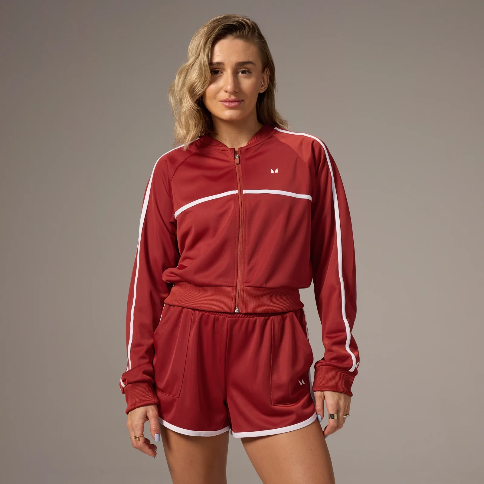 MP X Tatiana Contrast Track Zip Up Dzseki – Mosott rozsdabarna - XS kép 1