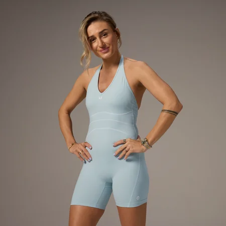 MP X Tatiana Contrast Halterneck Rövidnadrágos Kezeslábas – Világos aqua