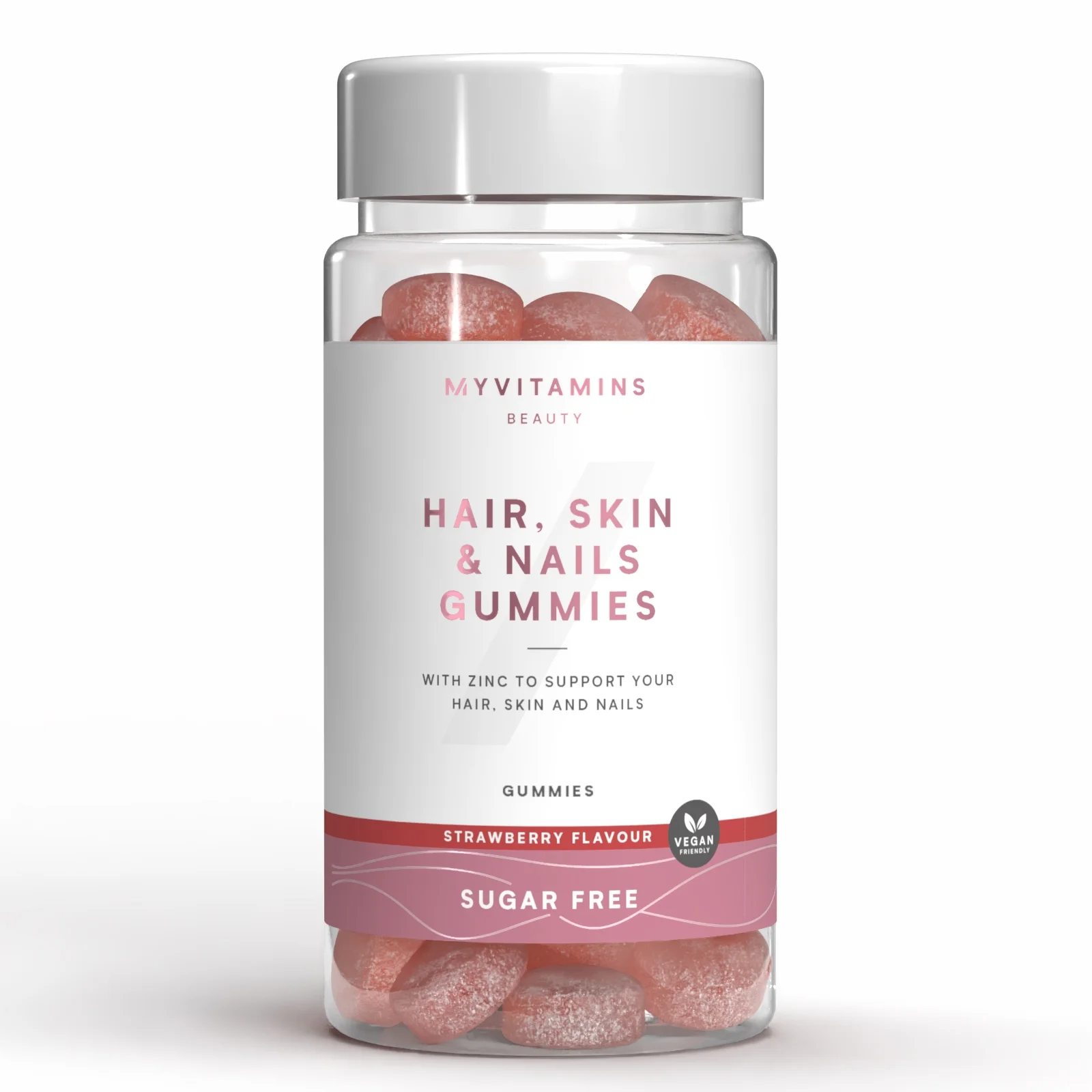 Cukormentes Hair, Skin and Nails Gummies Haj Gumivitamin - 60gummies - Sugar Free Strawberry kép 1