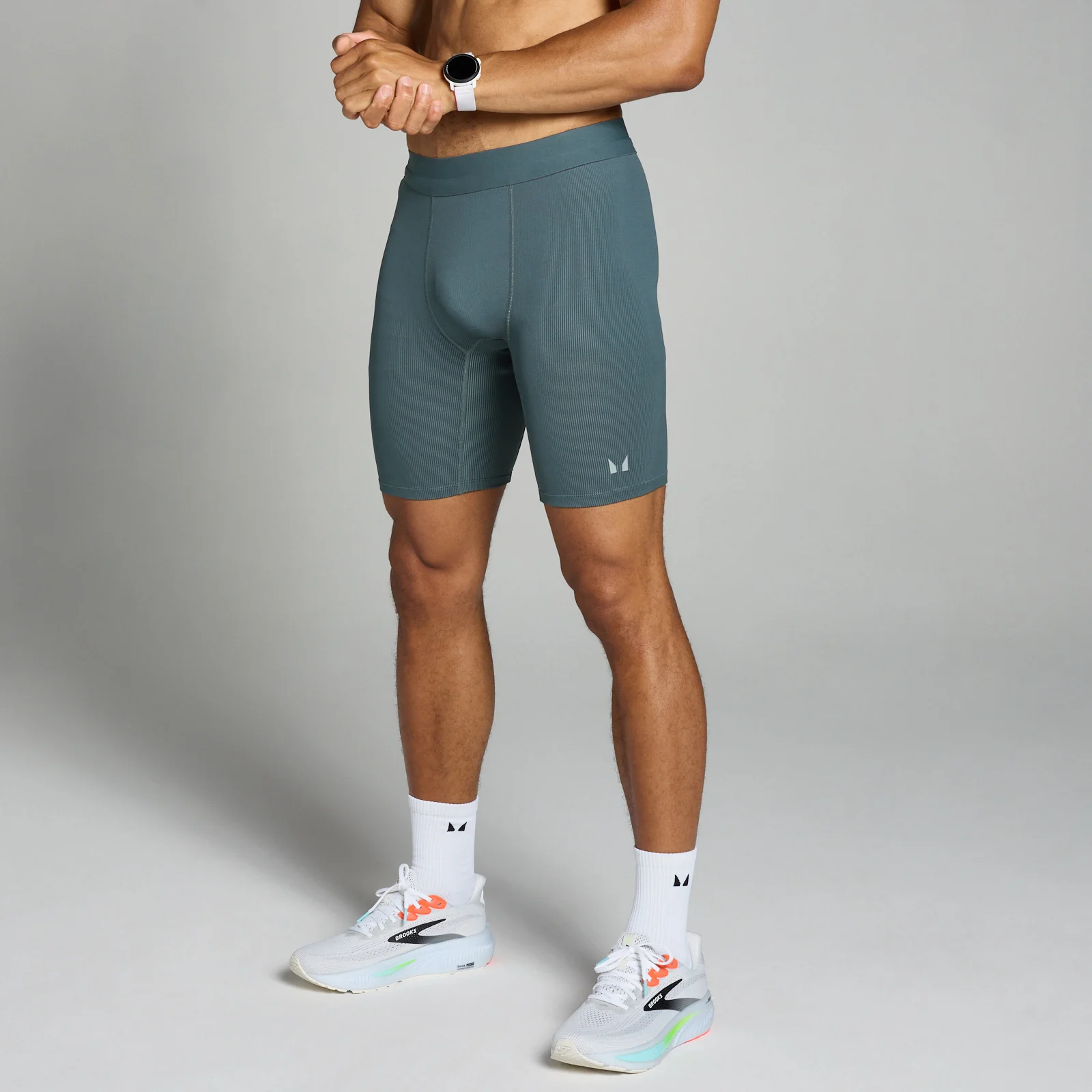 MP Férfi Velocity Contrast Ribbed Baselayer Rövidnadrág – Sötétszürke - XS kép 1