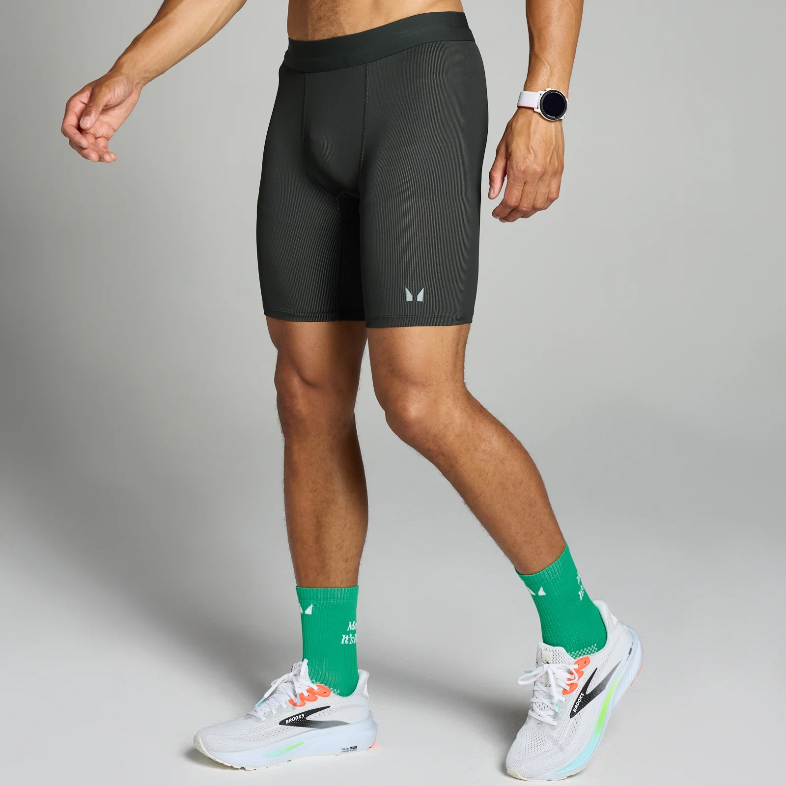 MP Férfi Velocity Contrast Ribbed Baselayer Rövidnadrág – Fekete - XS kép 1