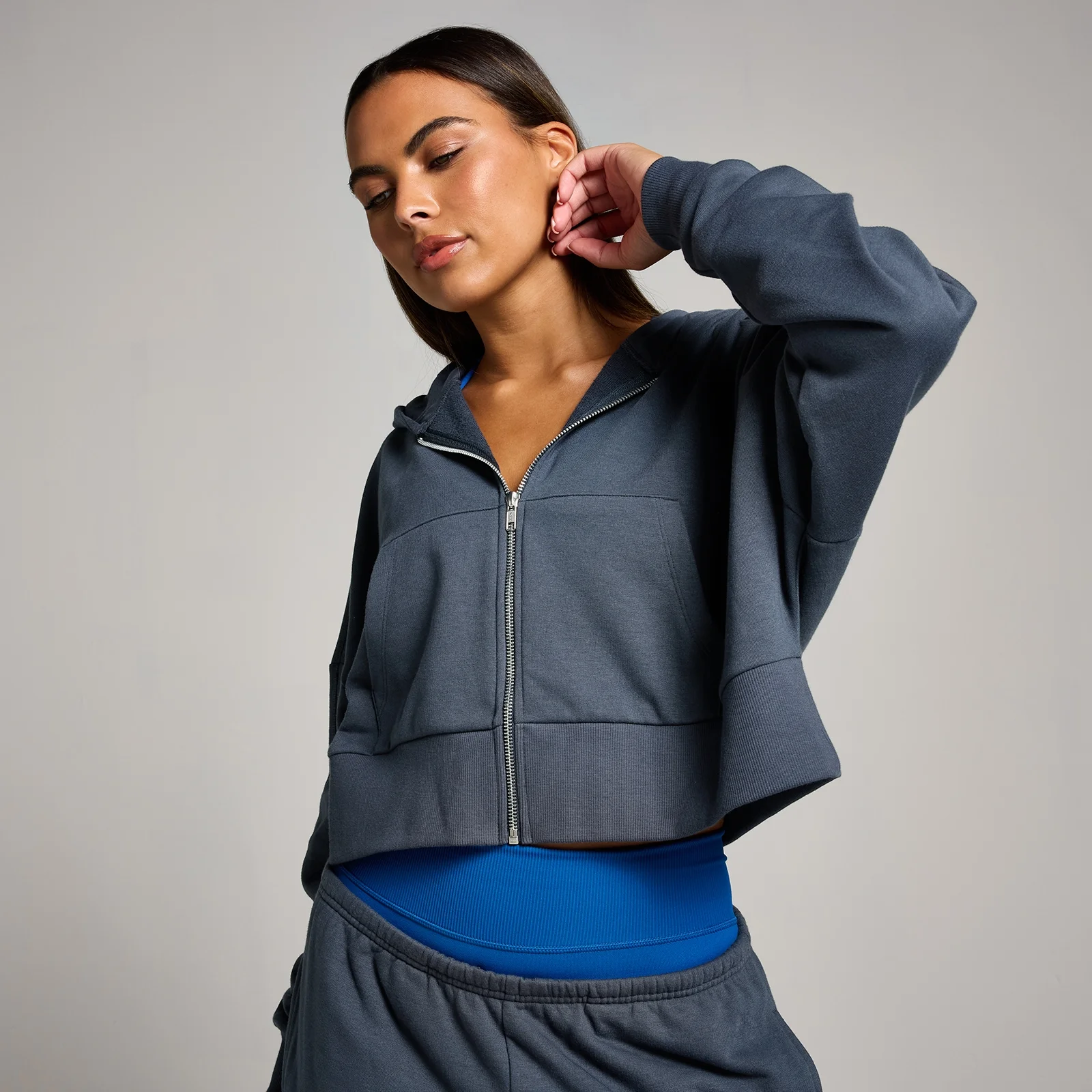 MP Női Tempo Cropped Zip Through Kapucnis Pulóver – Éjkék - M kép 1