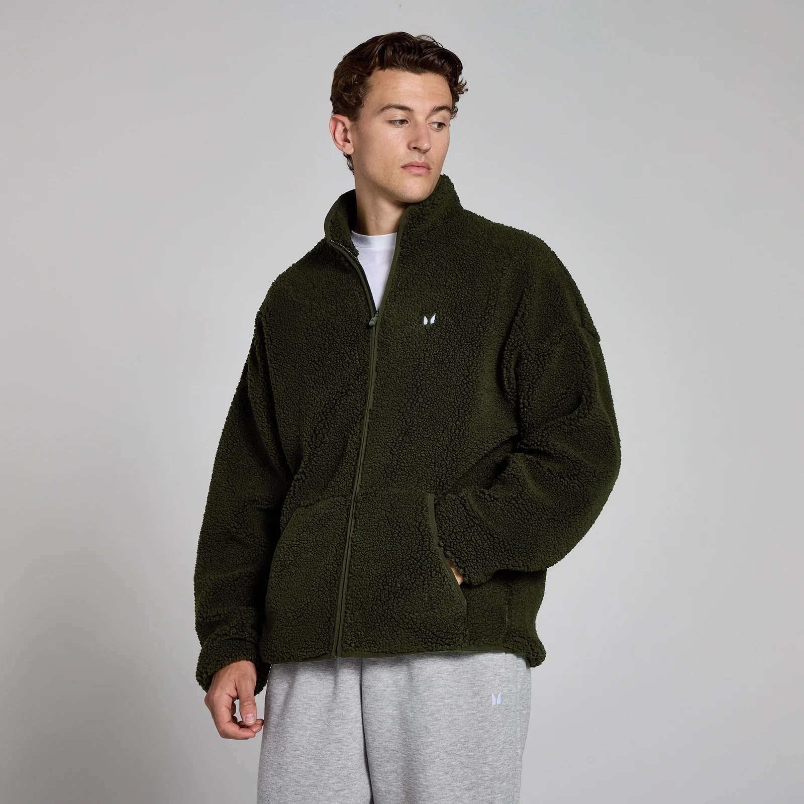 MP Férfi Borg Plüss Full Zip – Erdőzöld - XS kép 1