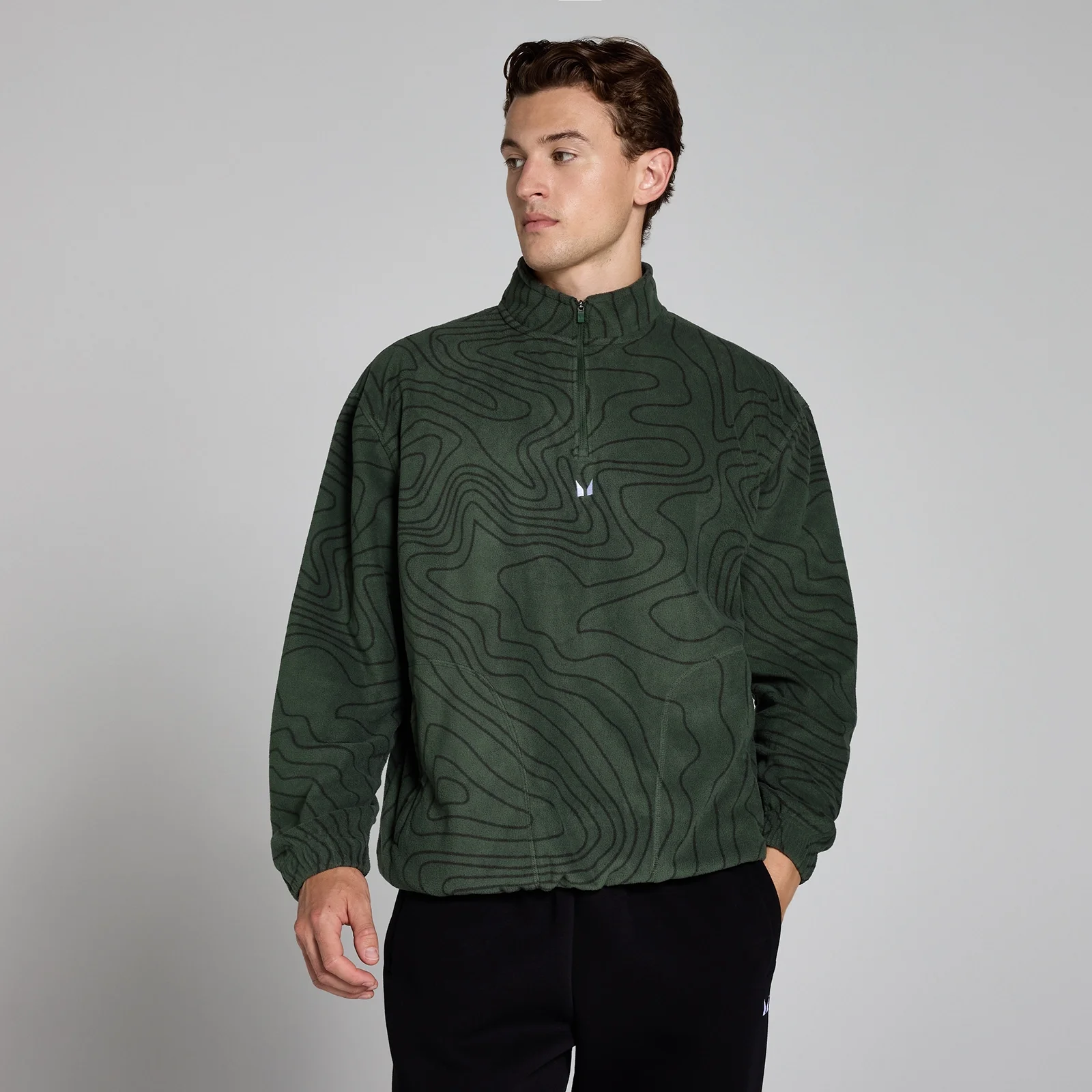 MP Férfi Printed 1/4 Zip Polár – Erdőzöld - XS kép 1