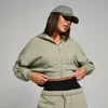 MP Női Cropped Applique Zip Through Kapucnis Pulóver – Mély zsálya