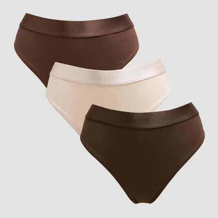 MP Női Mid Rise Tanga (3 db) – Mély csokoládé/barna/meleg krémszín