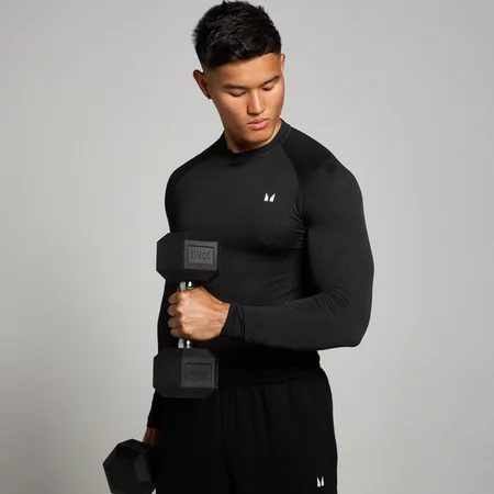 MP Férfi Tempo Pillar Graphic Seamless Hosszú ujjú Felső – Fekete