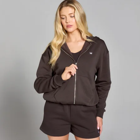 MP Női Basics Zip Through Kapucnis Pulóver – Csokoládé