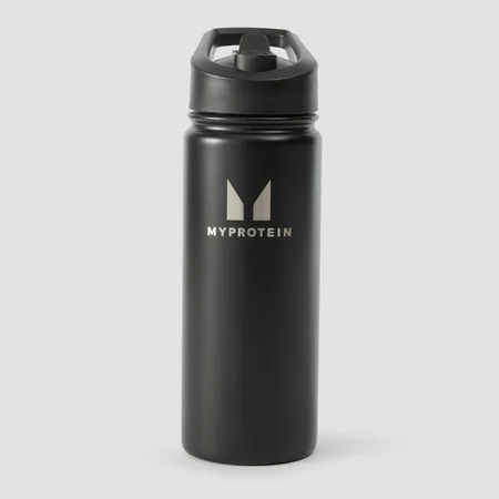 Myprotein Újrahasznosított Fém Flip Straw Palack 500 ml - Fekete