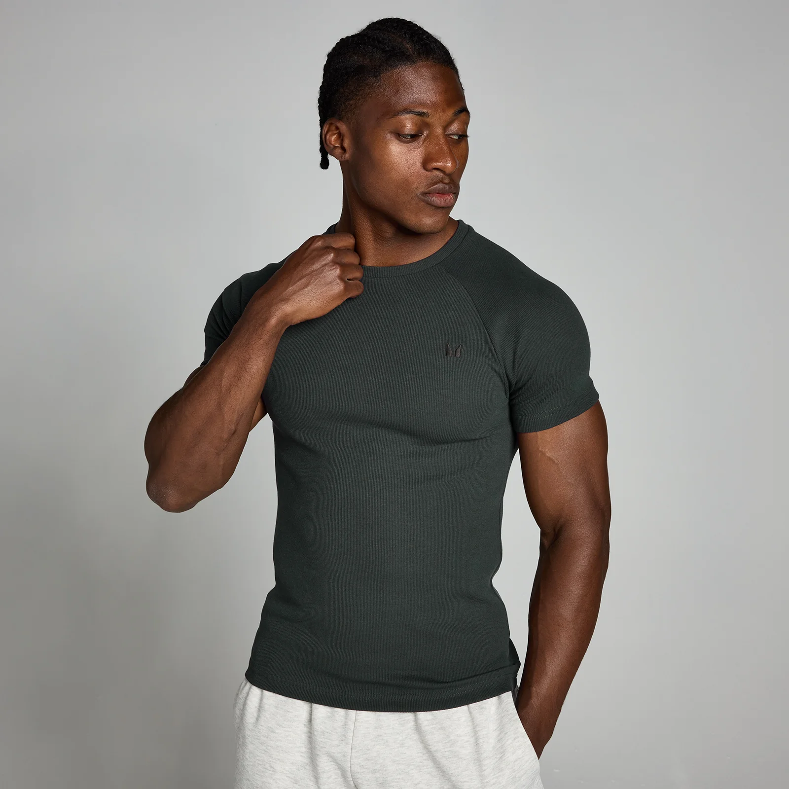 MP Férfi Origin Ribbed Muscle Fit Póló – Mosott fekete - XL kép 1